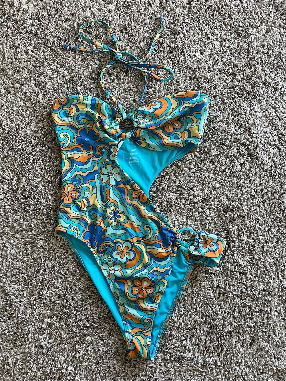 LA Hearts by PacSun Women's Halter Floral Cutout One Piece Swimsuit Size Small - Picture 2 of 7